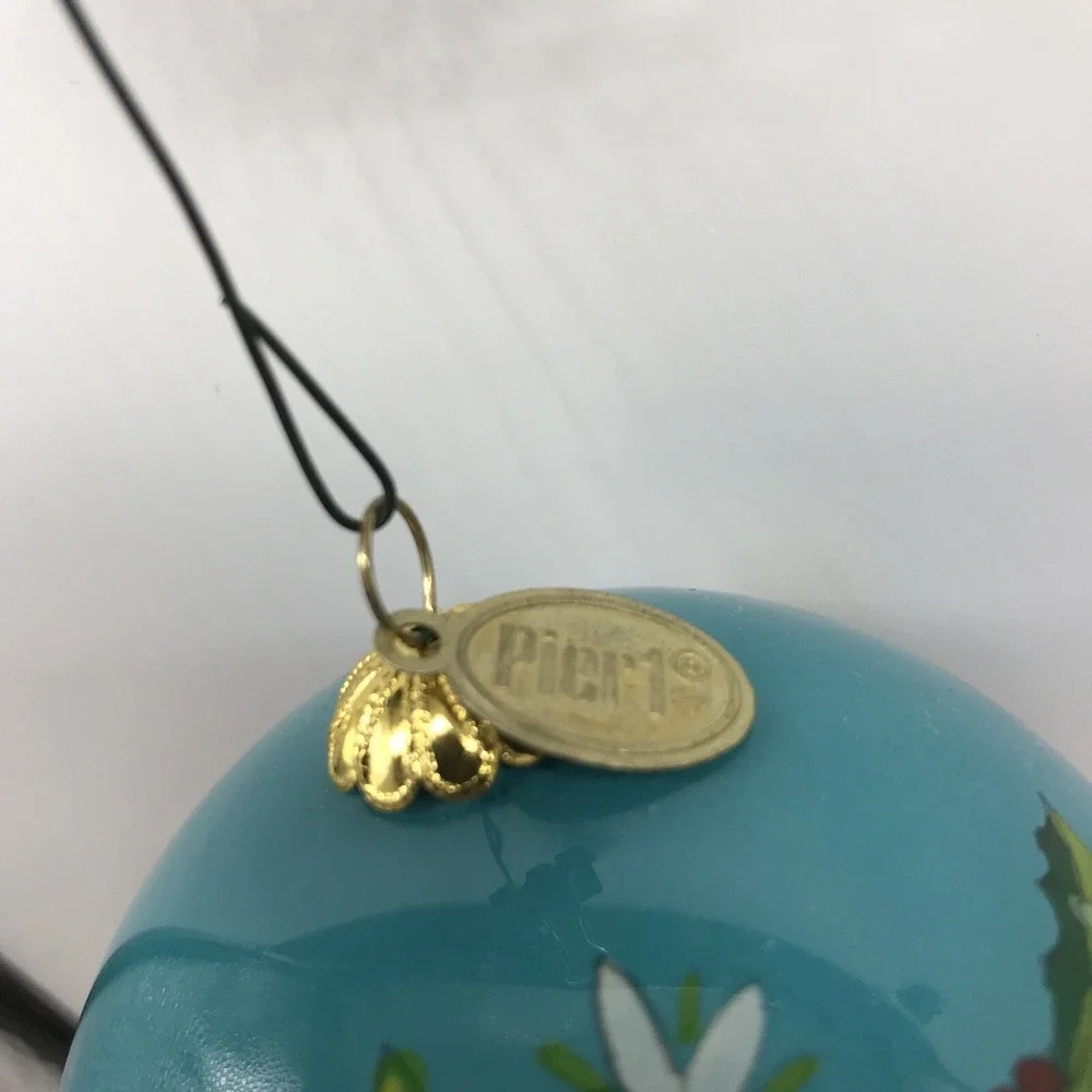 Pier 1 Lil Bien Christmas‎ Ornament Hand Painted Peace On Earth Dove 2015 Teal